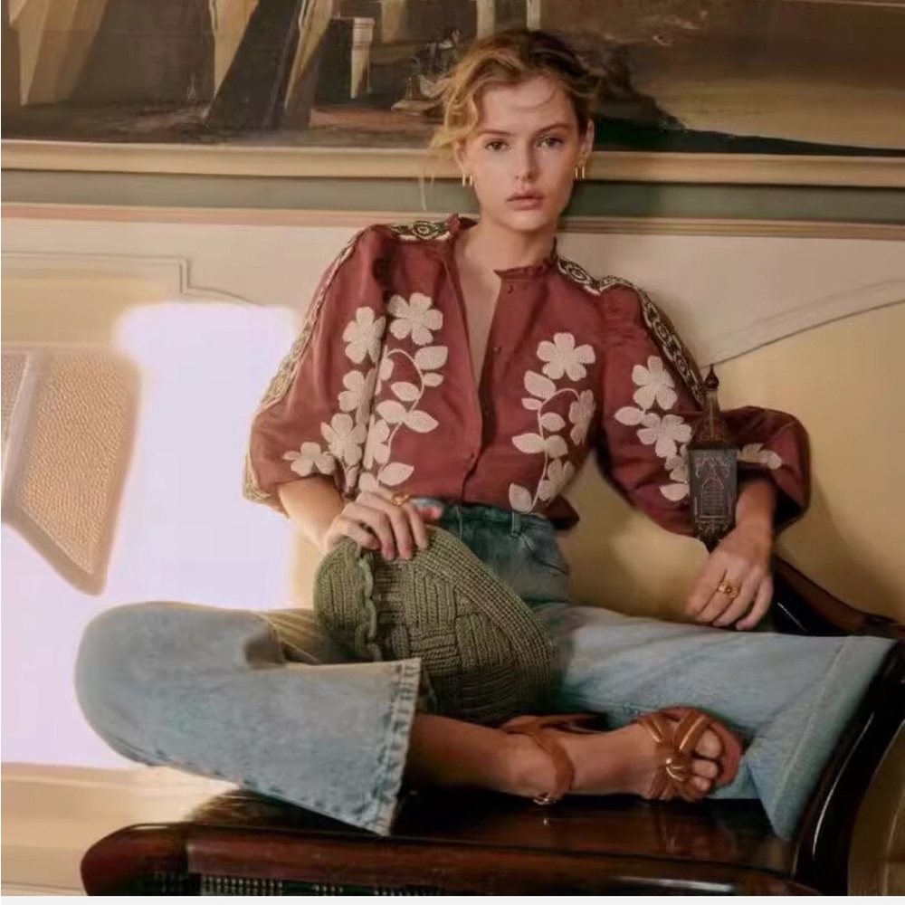 Embroidered Sezane top